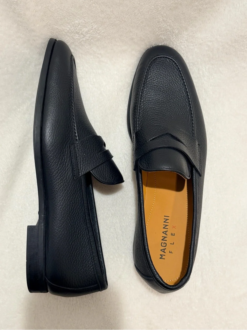 Magnanni Flex Black Pebbled Leather Penny Loafers EU 42 US 9 Italy CMB3004